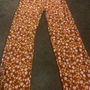 Cost Plus World Market Floral Pants - Brown and White super soft and stretchy.